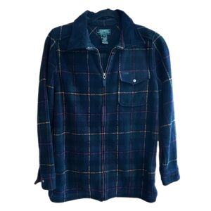Lauren Ralph Lauren Plaid Fleece Front Zip Shirt- sz P/P